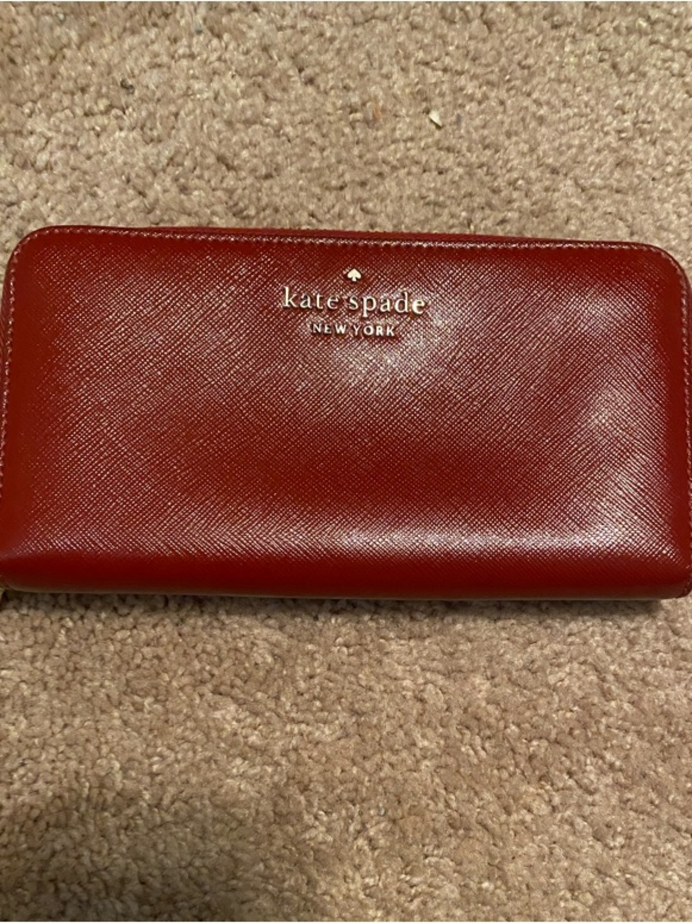 kate spade red saffiano zip wallet